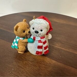 Hallmark 2005 Snowman & Bear Hug Ornament – Glitter Holiday Keepsake